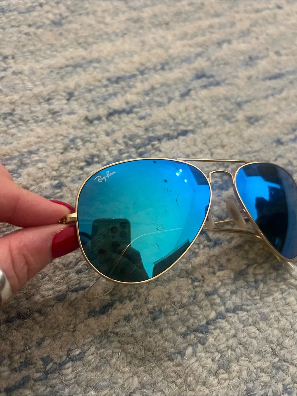 RayBan Aviator Sunglasses Blue Lenses